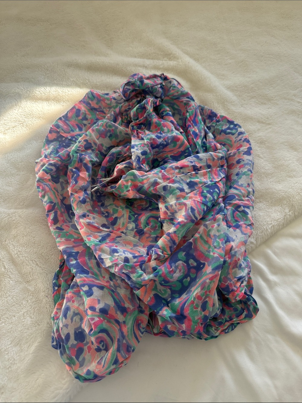 Lilly Pulitzer Floral Swirl Multicolor Lightweight Scarf - Pink, Blue, Green